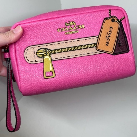 NWT COACH Pink Leather Makeup Bag/Case CH731 AUTHENTIC - Picture 1 of 8
